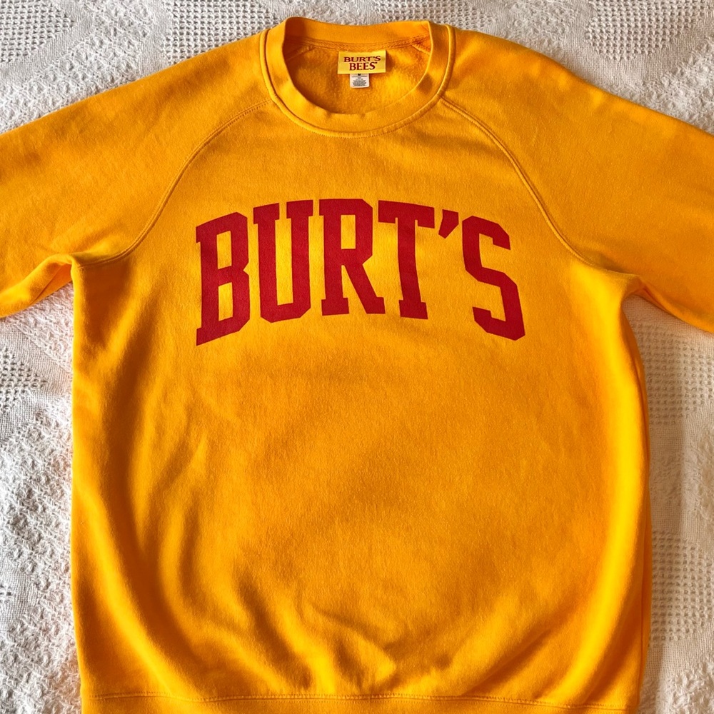 Limited Edition Burt's Bees Yellow Crewneck Sweatshirt with Red Lettering - Picture 4 of 7